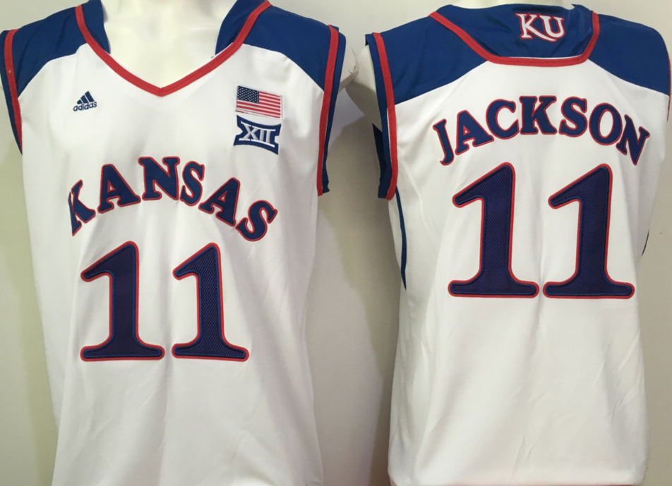NCAA Men Kansas Jayhawks White 11 jackson